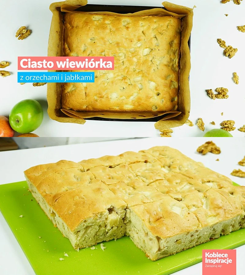 Ciasto wiewiórka z orzechami i jabłkami