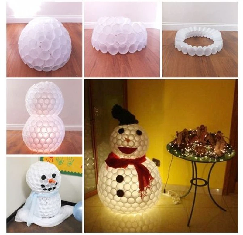 Super bałwan z plastikowych kubeczków! DIY