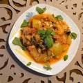 Leczo cukiniowo - pieczarkowe z mozzarellą