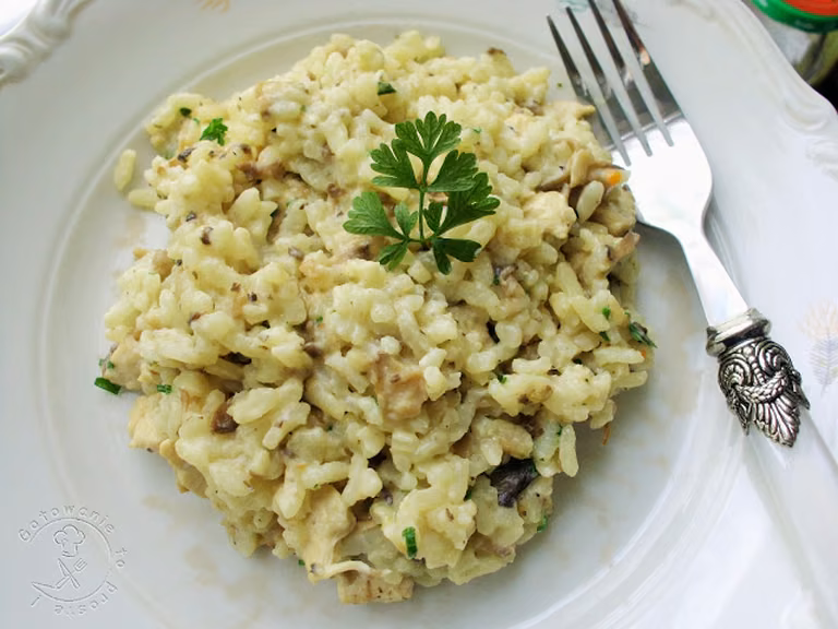 Risotto Z Pieczarkami I Piersią Z Kurczaka