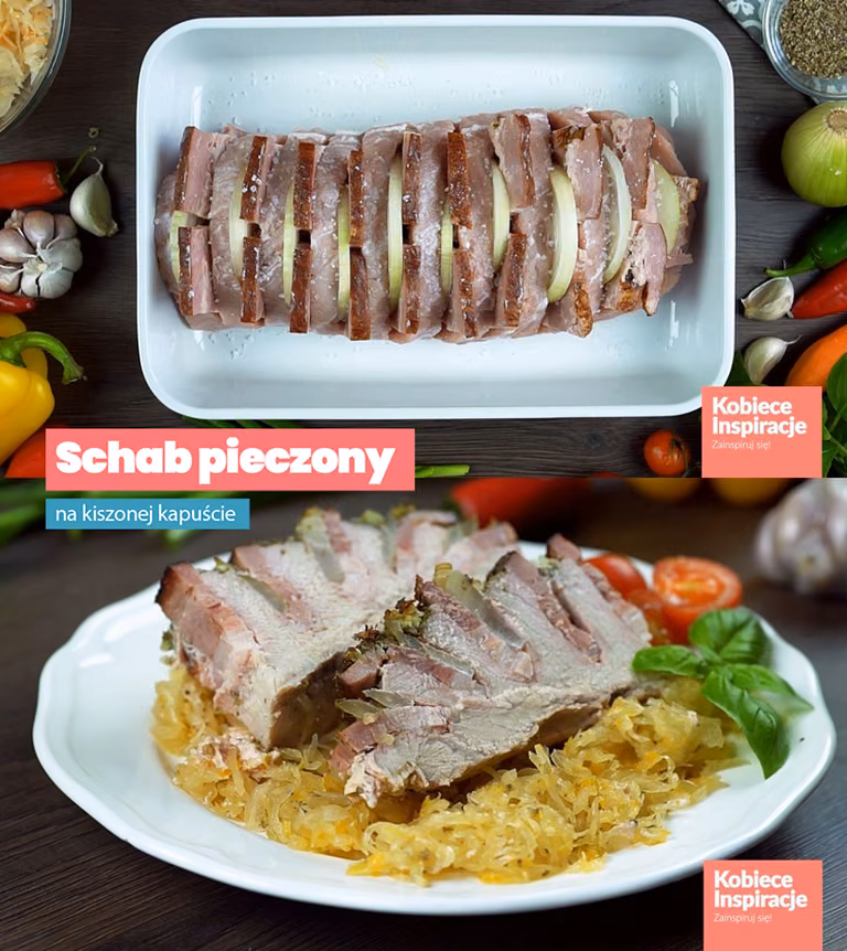 Schab pieczony na kiszonej kapuście