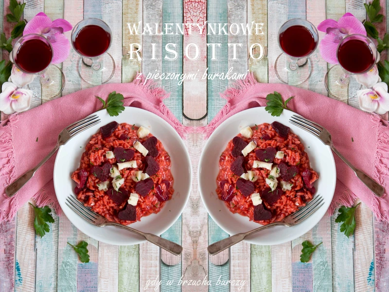 Różowe risotto z pieczonymi burakami