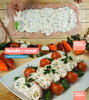 Roladki z szynki z serkiem naturalnym