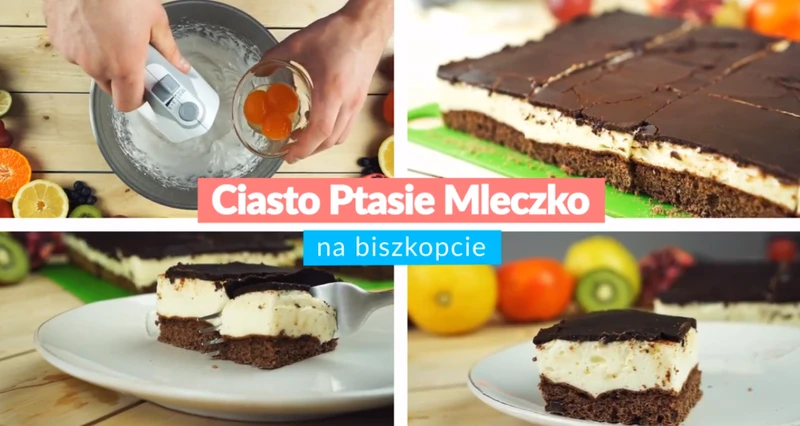 Ciasto ptasie mleczko na biszkopcie