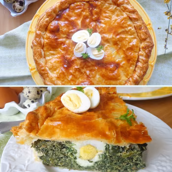 Torta Pasqualina - włoski wypiek wielkanocny ze szpinakiem, jajkiem i ricottą