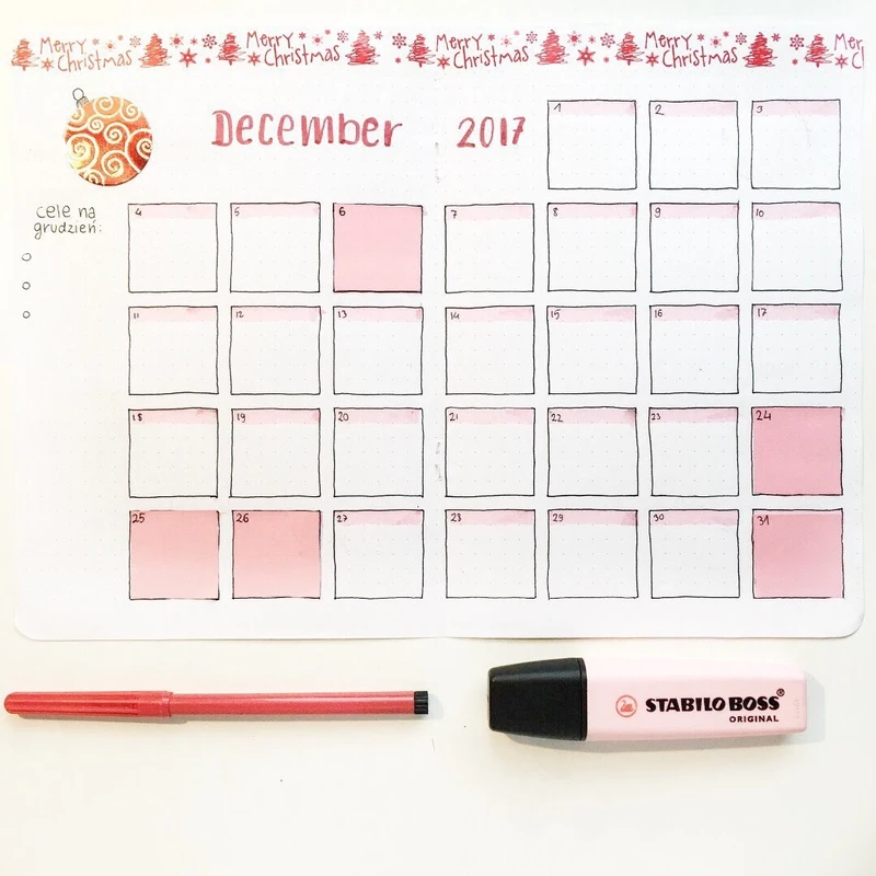 Bullet journal na grudzień