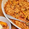 Owoce pieczone pod kruszonką owsianą z lodami