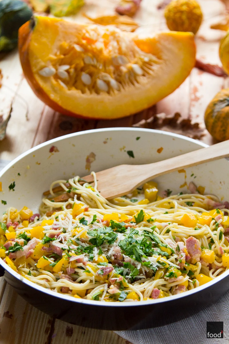 Spaghetti alla carbonara z dynią