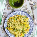 Makaron orzo z żółtą cukinią