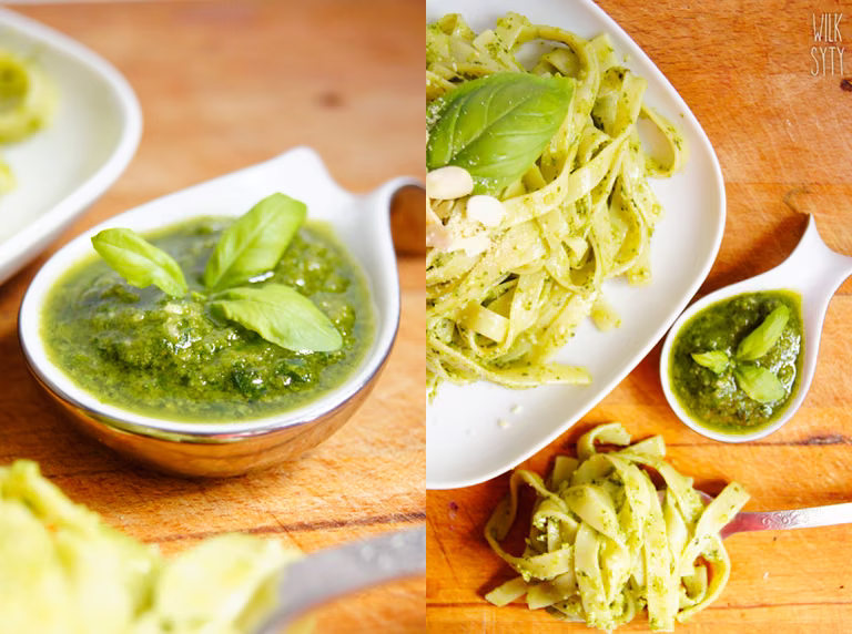 Makaron z domowym, migdałowym pesto (6 składników)