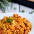 Jednogarnkowe danie z ryżem, mięsem mielonym i dynią