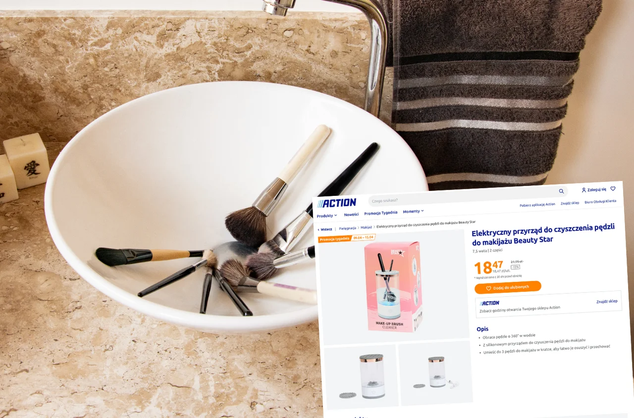 Pędzle czyste w minutę? Teraz to możliwe! Elektryczny czyścik do pędzli Beauty Star z Action za 18,47 zł
