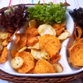 Dietetycznie czyli chipsy z batata, marchewki i pietruszki