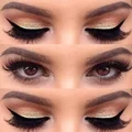 Złoty make-up z kreską