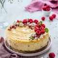 Sernik cytrynowy z lemon curd i malinami