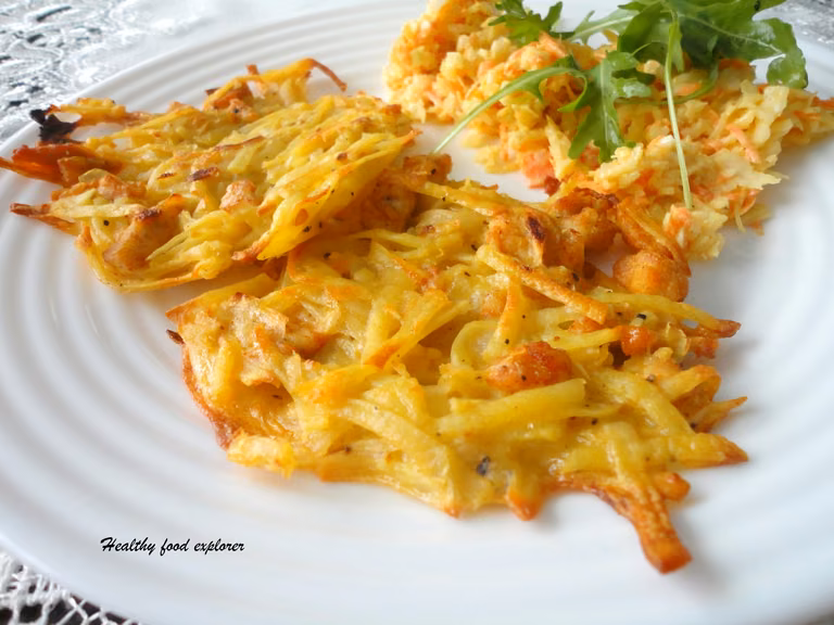 Pieczone placki ziemniaczane z kurczakiem