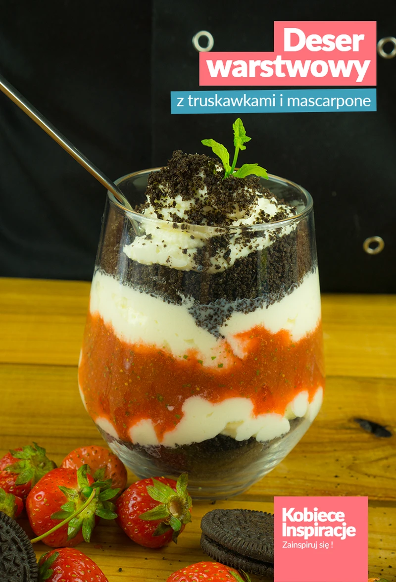 Warstwowy deser z truskawkami i mascarpone