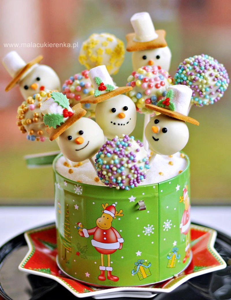 Cake pops - Bałwanki na patyku