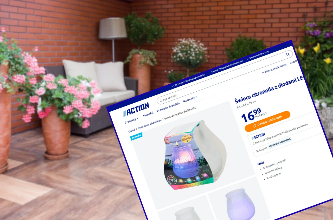 Ta świeca z Action za 16 zł to hit na taras lub balkon! Komary nie mają szans, a kolorowe diody LED robią klimat magii