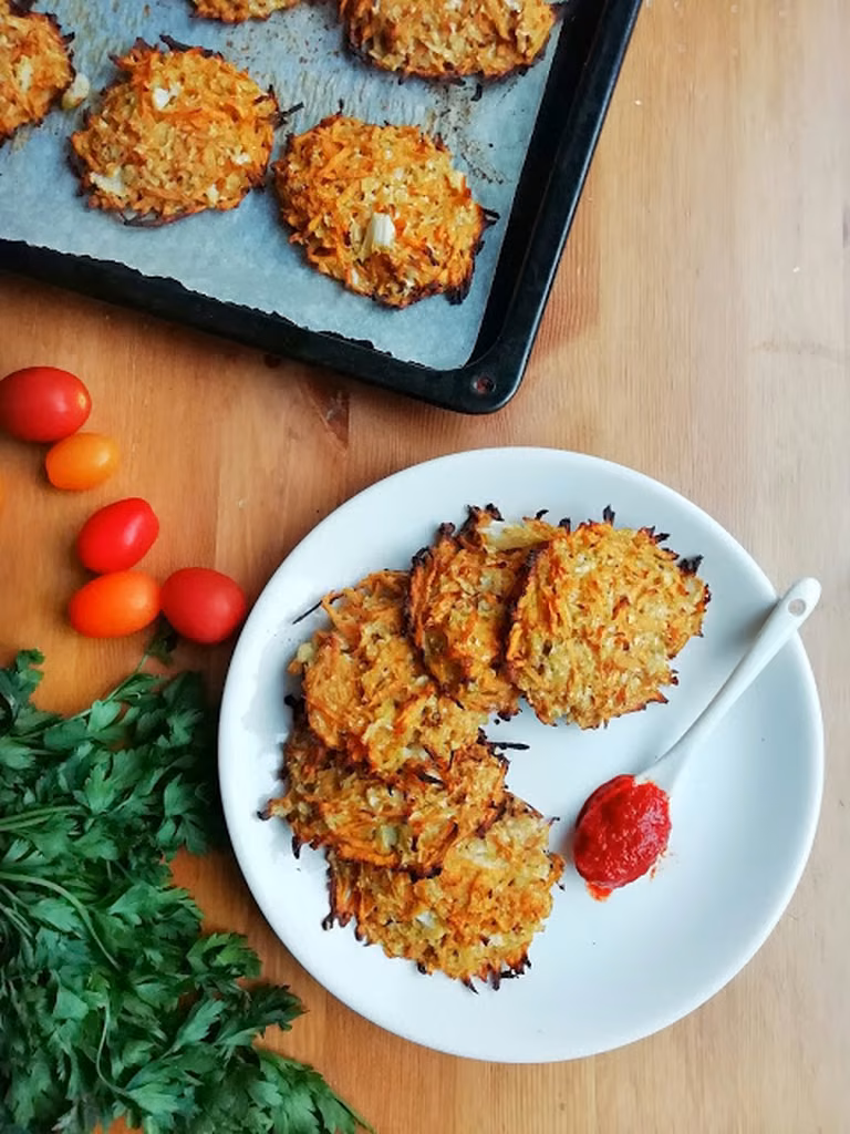 PIECZONE PLACKI Z BATATA I KALAFIORA