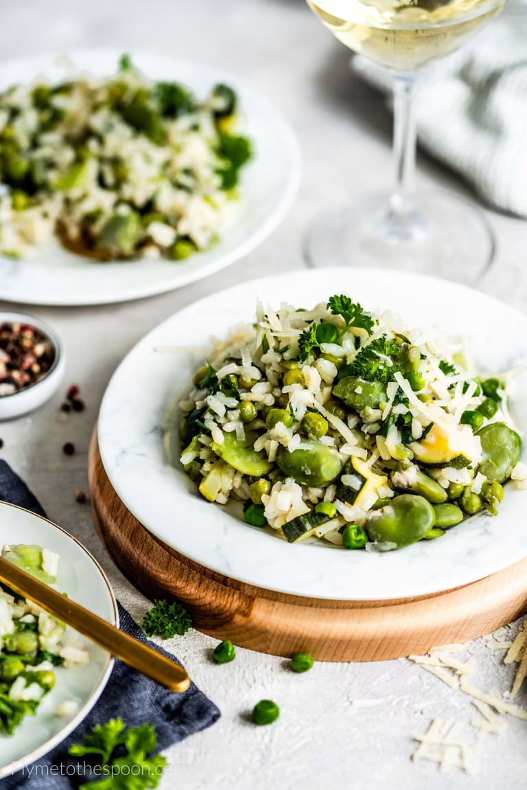 Risotto z bobem i groszkiem