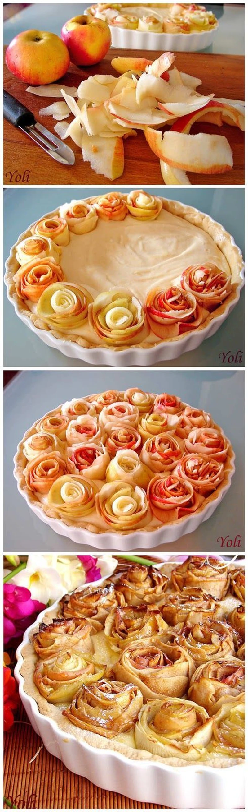 Piękna tarta z jabłkowymi różyczkami