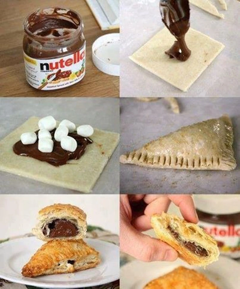 Pierożki z nutellą z ciasta francuskiekiego