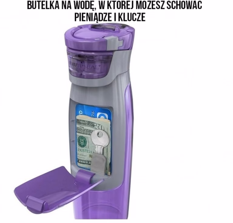 Butelka na wodę w której możesz schować pieniądze i klucze