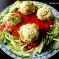 Klopsiki drobiowe w sosie pomidorowym z cukiniowym spaghetti
