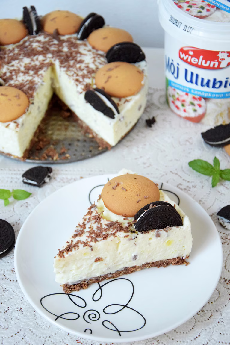 Sernik straciatella na nutellowym spodzie - Bez pieczenia!