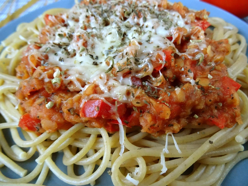 Spaghetti z soczewicą