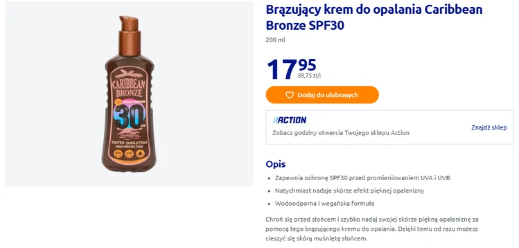 Zdjęcie Ten brązujący krem z Action z filtrem to nowy hit lata! Za 18 zł efekt złotej opalenizny natychmiast po nałożeniu #1