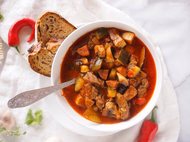 Beef, chorizo and zucchini stew