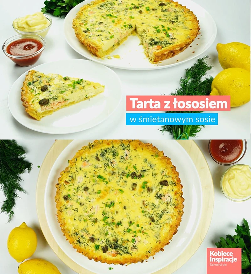 Tarta z łososiem w śmietanowym sosie