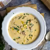 Zupa porowo-serowa z mięsem mielonym
