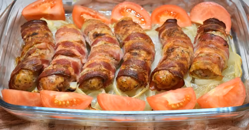 Zapiekana biała kiełbasa