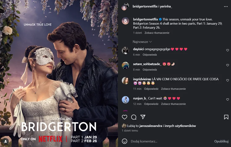 Zdjęcie Nowy rozdział miłosnej sagi. Netflix zdradza daty premiery 4. sezonu „Bridgertonów”! #1