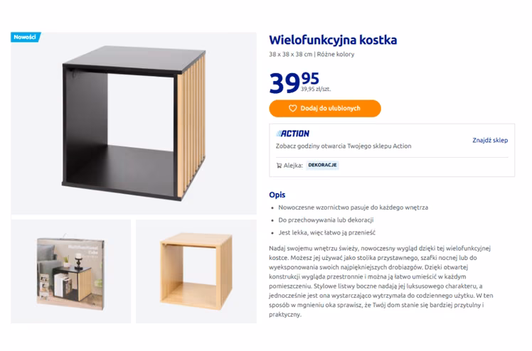 Zdjęcie Ta kostka z Action za 39 zł to nowość, a klienci już oszaleli! Stylowa i robi za stolik lub szafkę #1