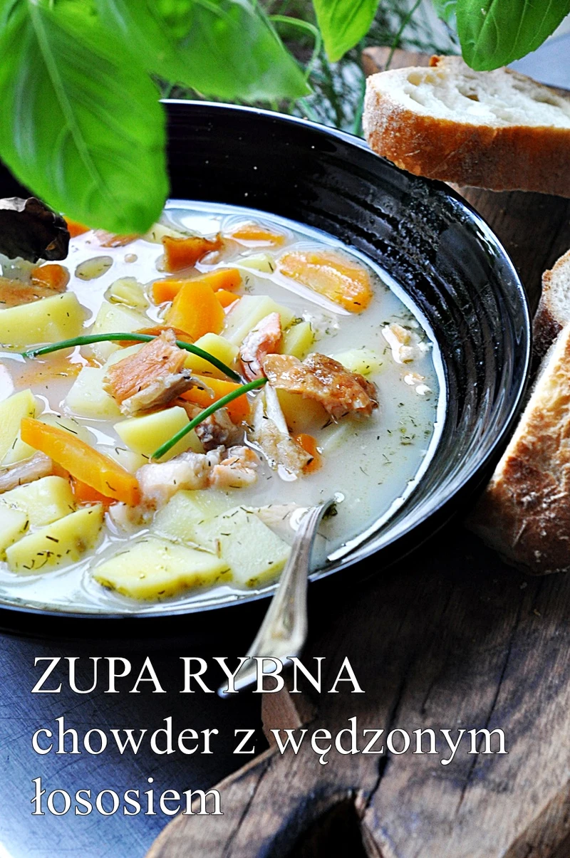 Chowder. Zupa z wędzonym łososiem i ziemniakami
