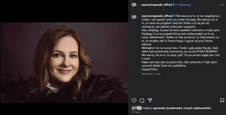 Zdjęcie Szymon Majewski upamiętni Joannę Kołaczkowską. Podcast „Mówi się” powraca! #1