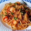 Spaghetti z krewetkami na białym winie