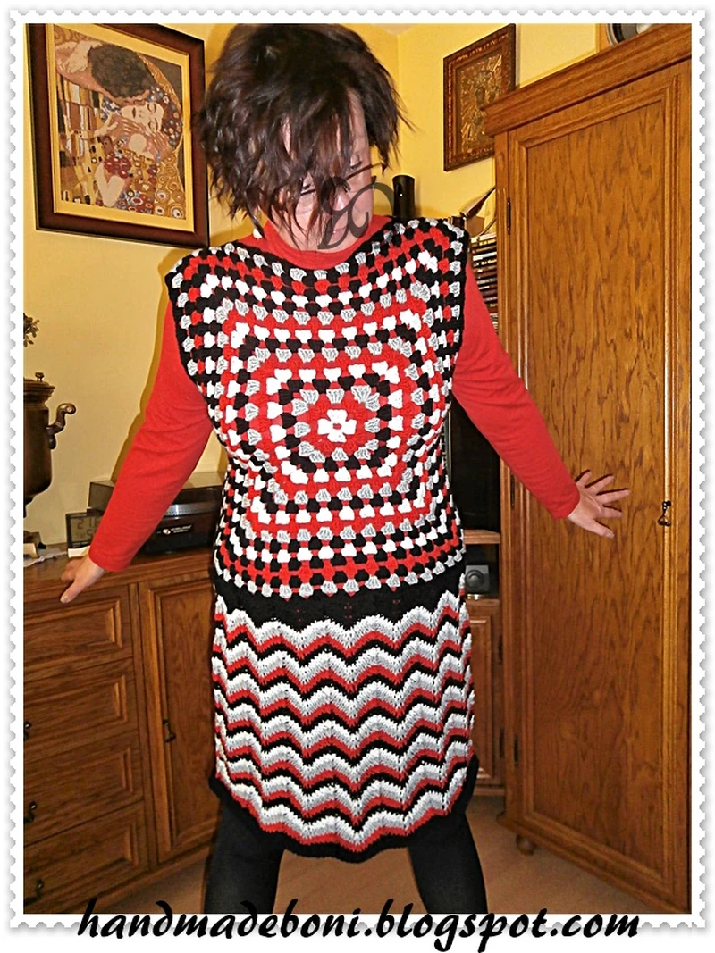 Granny square - kwadraty babuni i sukienka -bezrękawnik.  Krok po  kroku:-)