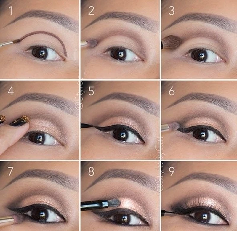 Make up w kolorach ziemi i połysku z nietypową kreską