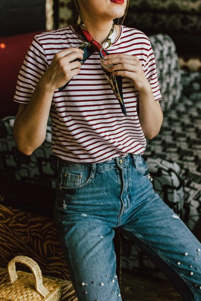 Jeansy z perełkami