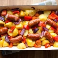 Warzywa pieczone z kiełbasą
