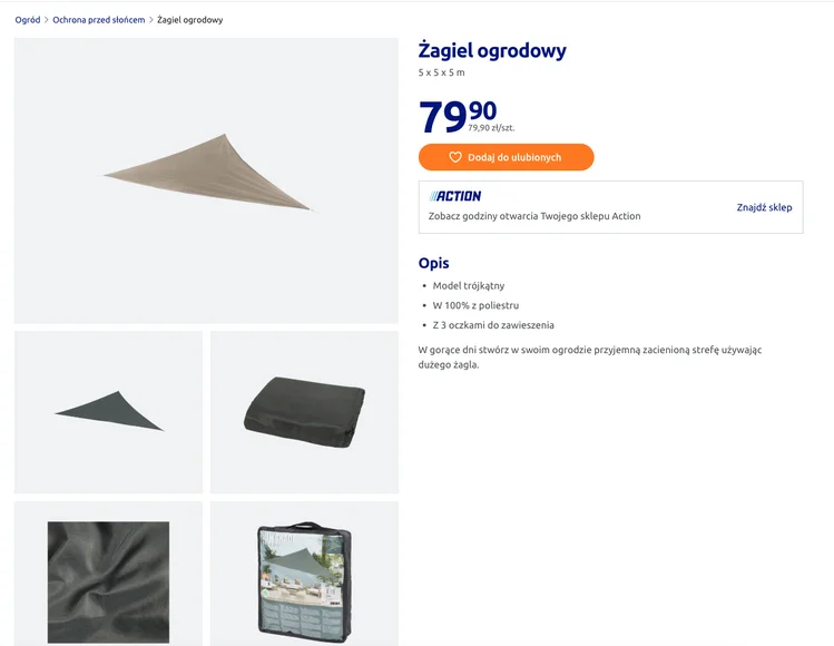 Zdjęcie Złap cień z klasą! Oto must-have na lato: żagiel ogrodowy 5x5x5 m z Action za jedyne 79,90 zł #1