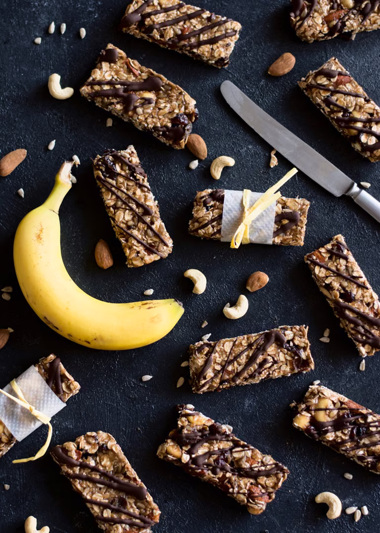 batony energetyczne bananowo-orzechowe z płatkami owsianymi