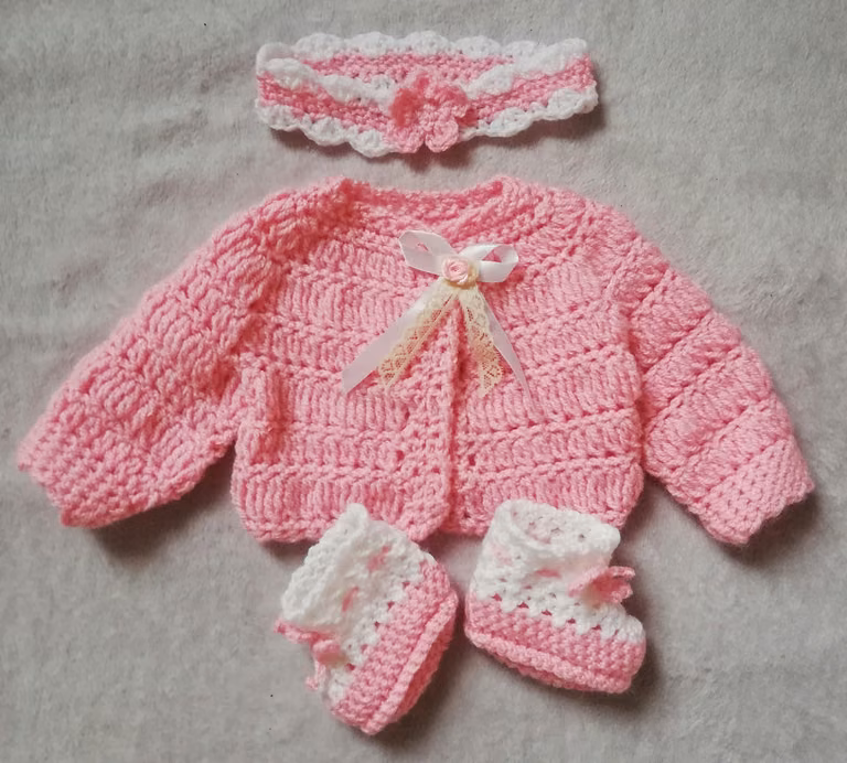 Komplet szydełkowy dla dziecka/lalki baby born