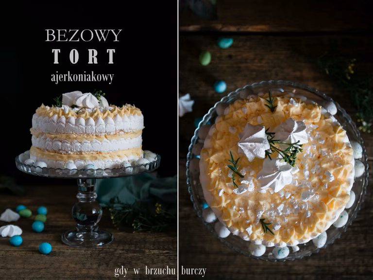 Tort bezowy z kremem ajerkoniakowym