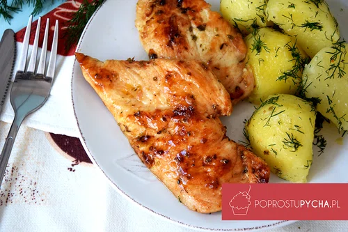 MIODOWE PIERSI Z KURCZAKA + MŁODE ZIEMNIACZKI Z KOPERKIEM